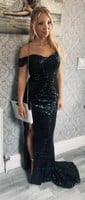 Sparkly Off-the-shoulder Ruched Sequin Prom Dresses