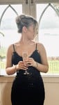 Black Mermaid V-neck Glitter Prom Dresses With Appliques