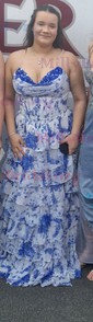 Ball Gown Strapless Satin Chiffon Floral Tiered Prom Dresses